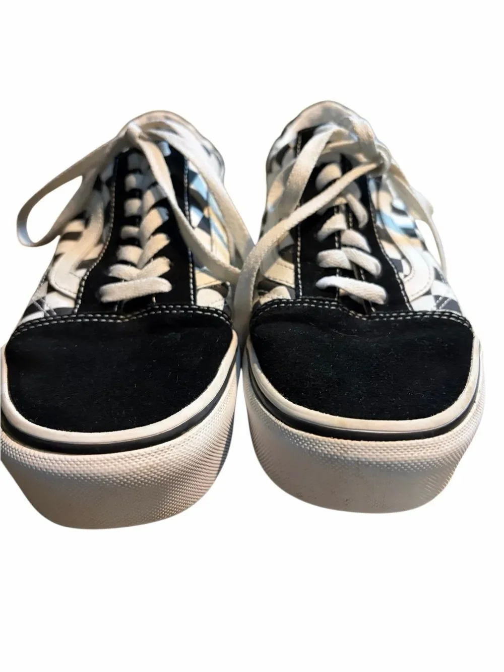 Vans Old Skool sneakers, black/white checkerboard on canvas, black suede